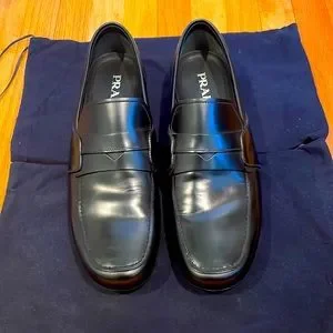 Prada | Shoes | Prada Black Leather Slipon Loafers Like New 